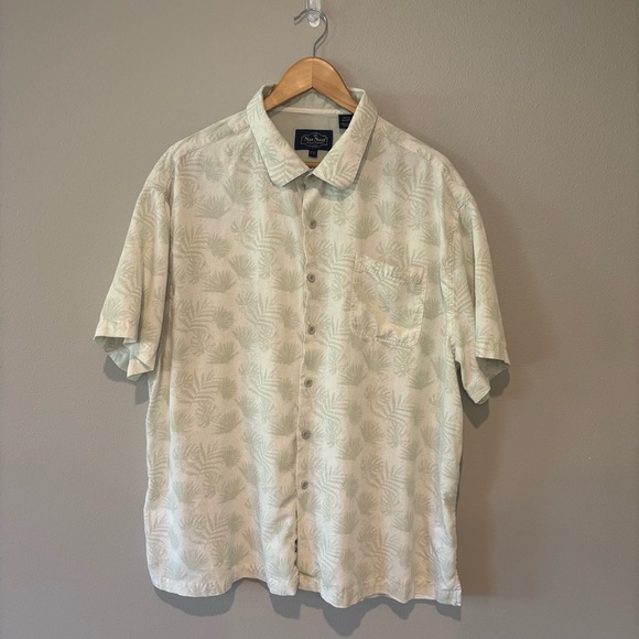 NAT NAST Men’s Silk and Cotton Short Sleeve Button Down Shirt Light Green XXL - Picture 1 of 10